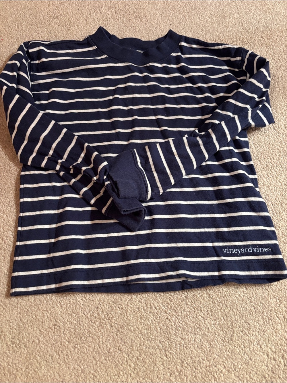 Vineyard Vines Navy & White Striped Long Sleeve Tee